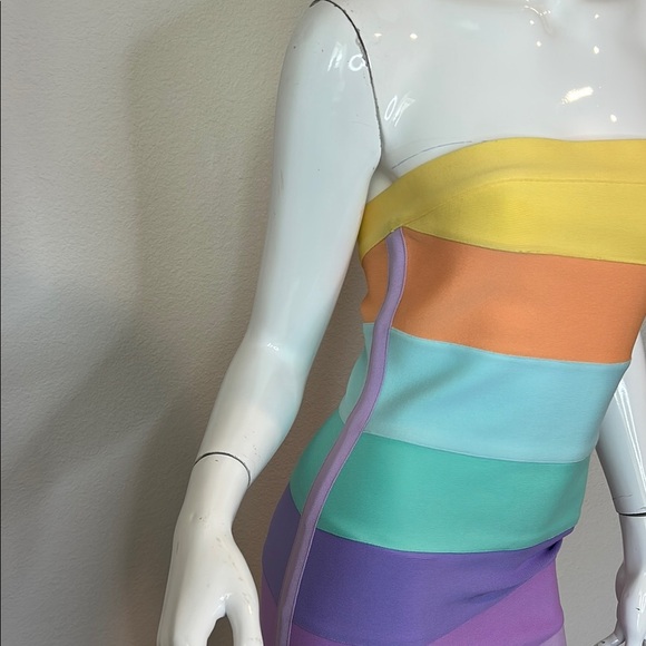 Susana Monaco Strapless Yellow Orange Bodycon Dress size S - Picture 2 of 11